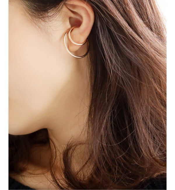 Lilas by Spick&Span「2cmサークルパイプイヤーカフ K10（片耳）」|イヤーカフ|