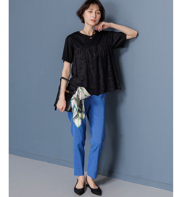 23区「カットワークエンブロイダリー スカラップヘム トップス」|Tシャツ・カットソー|