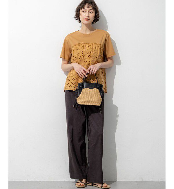23区「カットワークエンブロイダリー スカラップヘム トップス」|Tシャツ・カットソー|