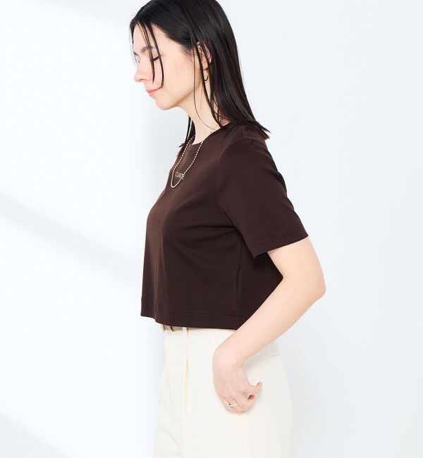 NOLLEY'S sophi「《撥水/汗染み軽減》ショート丈ロゴTシャツ」|Tシャツ・カットソー|