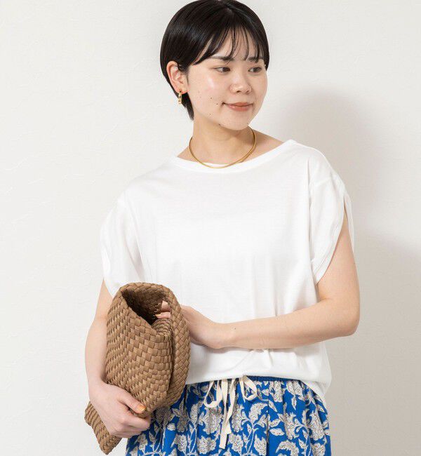 Rie Miller「変形フレンチスリーブボートネックカットソー」|Tシャツ・カットソー|