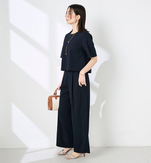 NOLLEY'S「《セットアップ対応》ウォッシャブル麻調5分袖ブラウス」|シャツ・ブラウス|