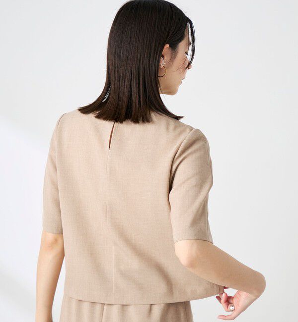 NOLLEY'S「《セットアップ対応》ウォッシャブル麻調5分袖ブラウス」|シャツ・ブラウス|