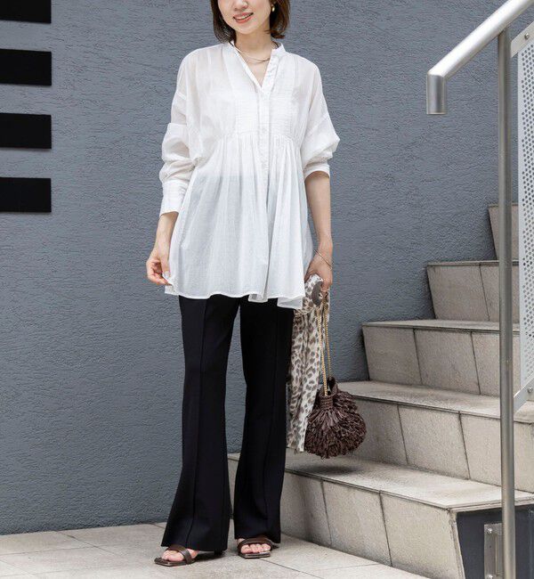 NOLLEY'S「【WEB＆一部店舗限定】【BECシリーズ】綿ボイルピンタックオーバーシャツ」|シャツ・ブラウス|
