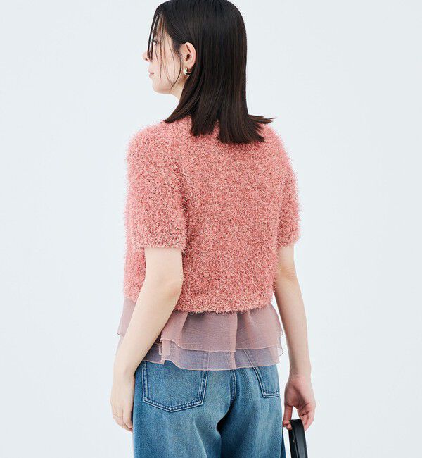 NOLLEY'S sophi「裾フリルキャミ付きファンシーヤーン5分袖カーディガン」|ニット・セーター|