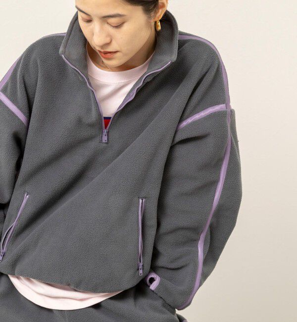 MAQWEL「【MAQWEL/マクウェル】《セットアップ対応》配色フリースプルオーバー」|Tシャツ・カットソー|チャコールグレー