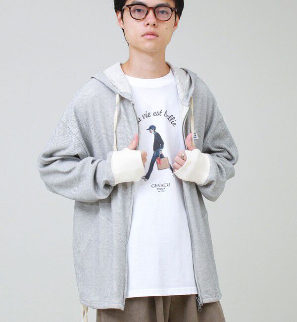 GLOSTER「【GEVACO/ゲバコ】ジップアップワッフルフーディー」|パーカー|