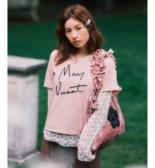 VIS「【MARY QUANT&times;VIS】フリルハンドルベロアトートバッグ」|トートバッグ|