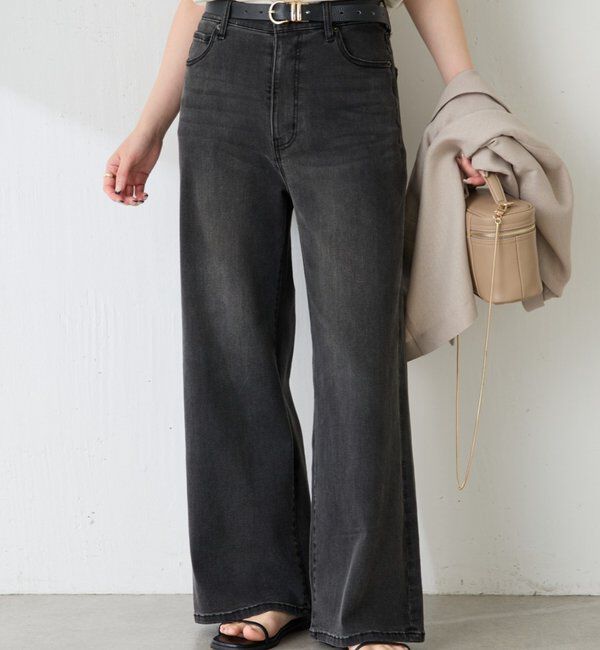  「【伸縮性があるデニム/5サイズ展開】リラックススーパーワイドデニム」|デニム|ブラック