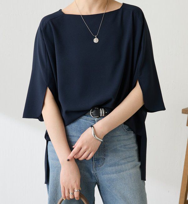 「《接触冷感/UVカット/体型カバーに◎》ジャージスクエアブラウス」|シャツ・ブラウス|
