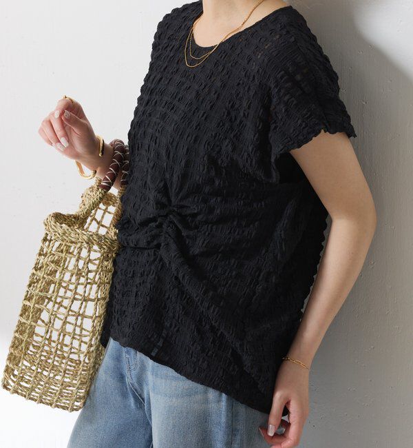  「【シルエットを変えられる】ドロストウエストフレンチTシャツ」|シャツ・ブラウス|