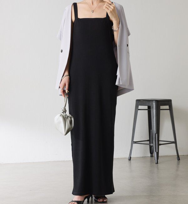  「【撥水/リバイバル/高身長サイズ】カットリブキャミワンピース」|ワンピース|