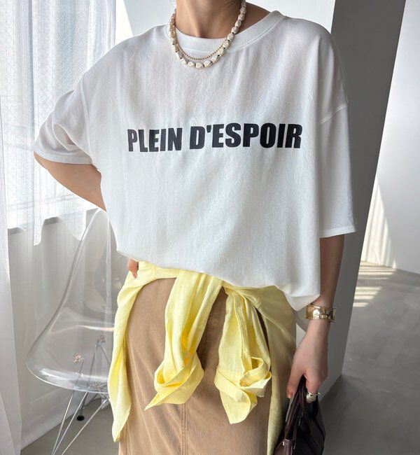  「PLEIN D'ESPOIR ジョーゼット半袖ロゴTEE」|シャツ・ブラウス|