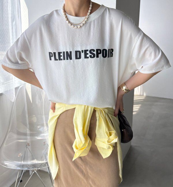  「PLEIN D'ESPOIR ジョーゼット半袖ロゴTEE」|シャツ・ブラウス|