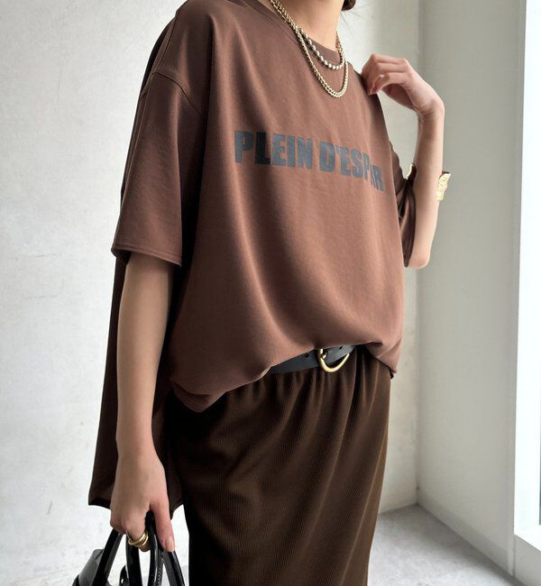  「PLEIN D'ESPOIR ジョーゼット半袖ロゴTEE」|シャツ・ブラウス|