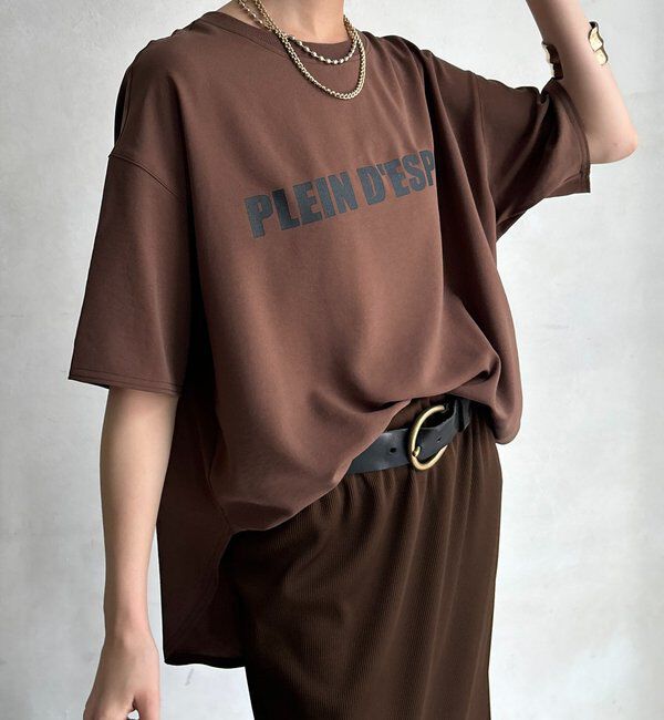  「PLEIN D'ESPOIR ジョーゼット半袖ロゴTEE」|シャツ・ブラウス|