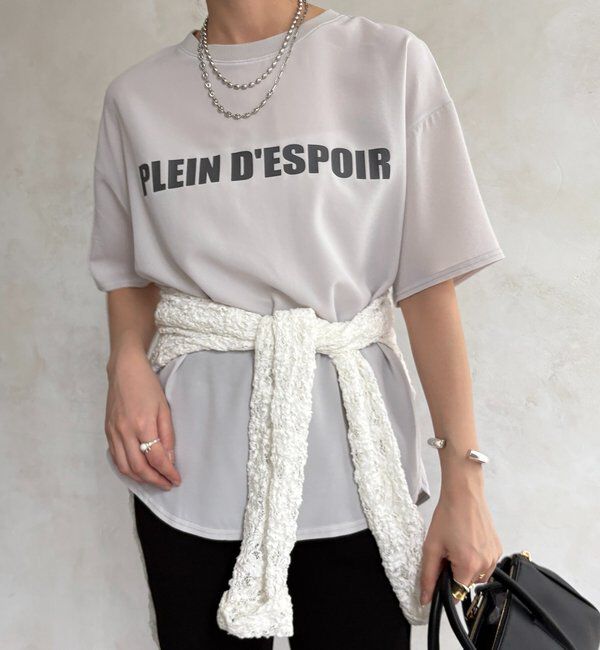  「PLEIN D'ESPOIR ジョーゼット半袖ロゴTEE」|シャツ・ブラウス|