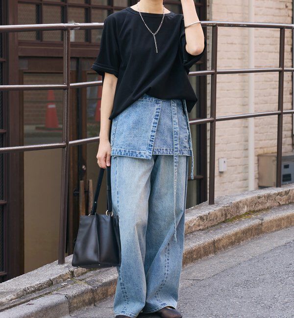  「【A・MONN】【サイズ調整可能/レイヤードアイテム】DENIM apron」|デニム|