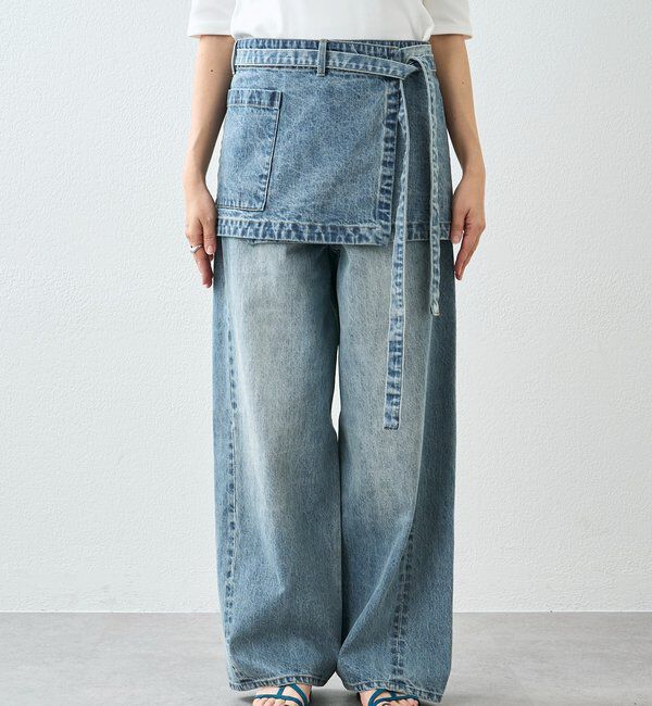  「【A・MONN】【サイズ調整可能/レイヤードアイテム】DENIM apron」|デニム|