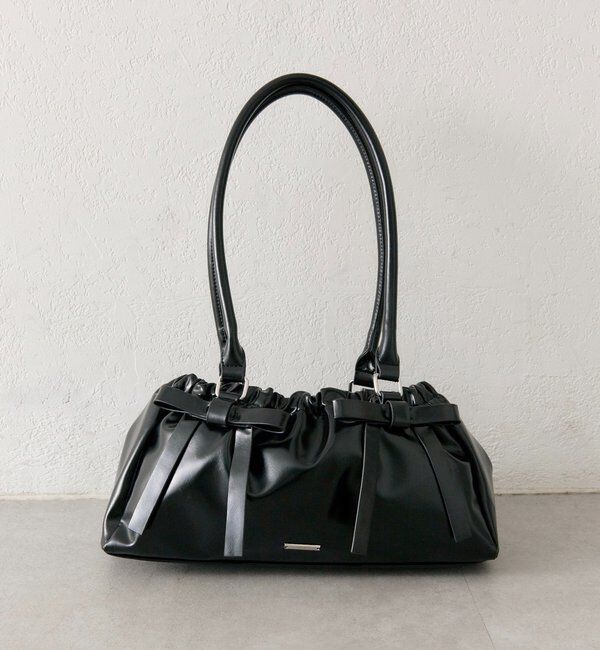  「リボンギャザーBAG」|トートバッグ|ブラック