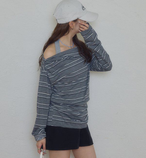  「折り返しオフショルロンT」|Tシャツ・カットソー|