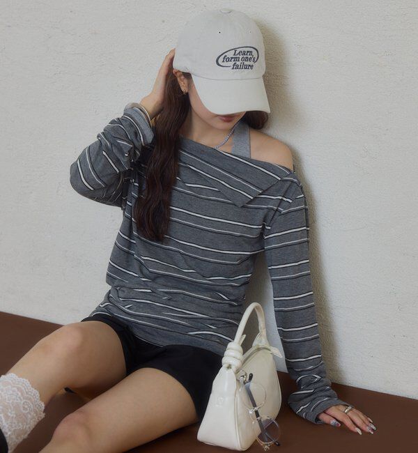  「折り返しオフショルロンT」|Tシャツ・カットソー|