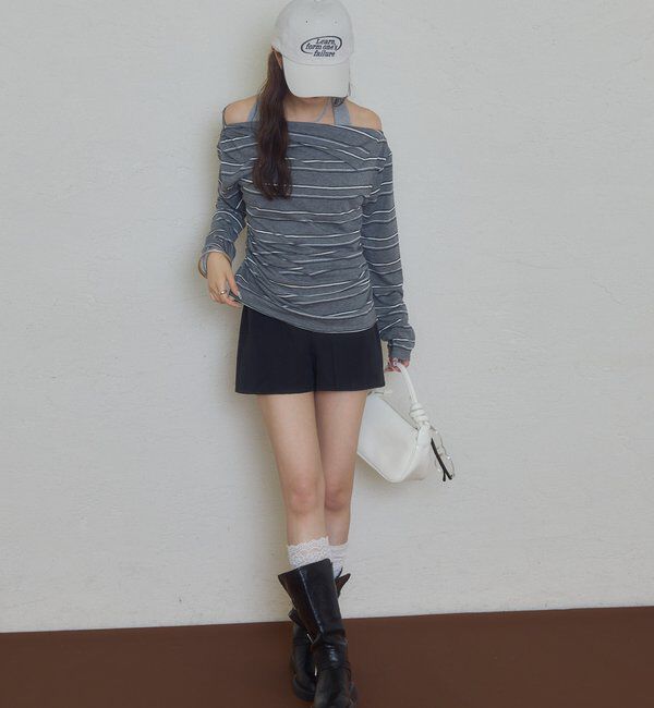  「折り返しオフショルロンT」|Tシャツ・カットソー|