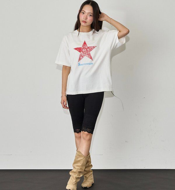  「【Sourcream/UNISEX】ラインストーンスターグラフィックTEE」|Tシャツ・カットソー|