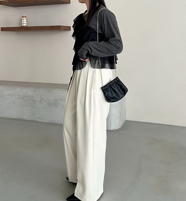  「【yuu企画】【新色ブラウン】アシメウエストパンツ」|チノ|