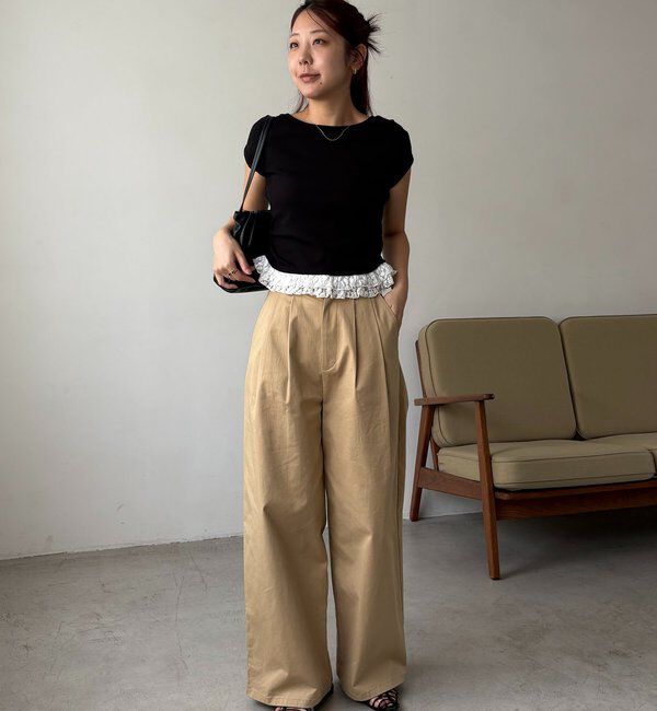  「【前後2way】裾レースミニ袖T」|Tシャツ・カットソー|