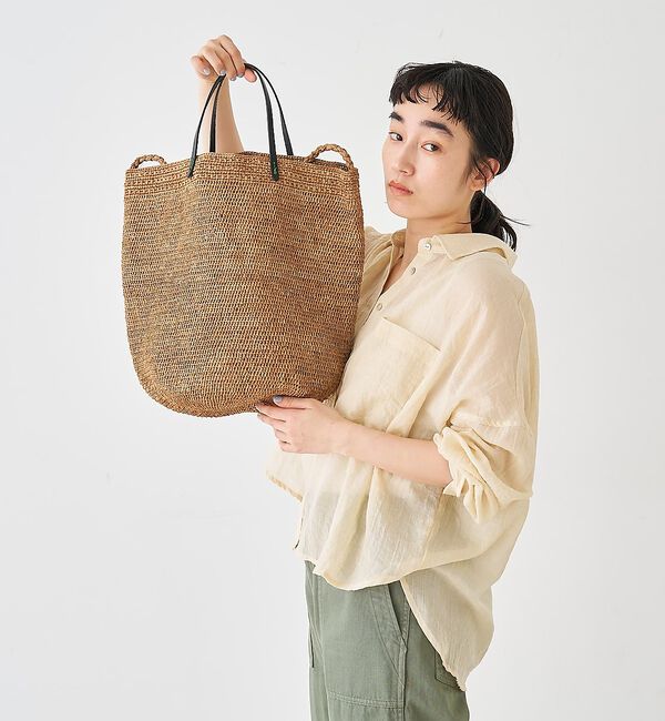 collex「ラフィア革ハンドル2WAYトートバッグ」|かごバッグ|