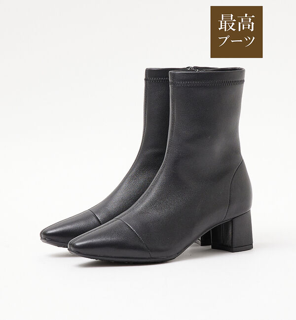 AU BANNISTER「【最高ブーツ/ 5cmヒール】ストレッチショートブーツ」|ショートブーツ|ブラック