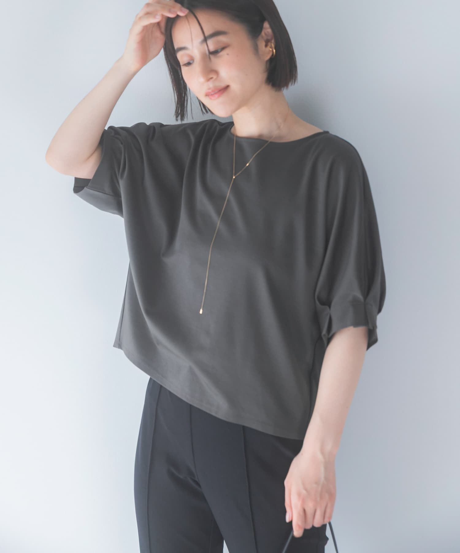 URBAN RESEARCH ROSSO「UVカットクールタッチタックスリーブプルオーバー」|Tシャツ・カットソー|グリーン系その他