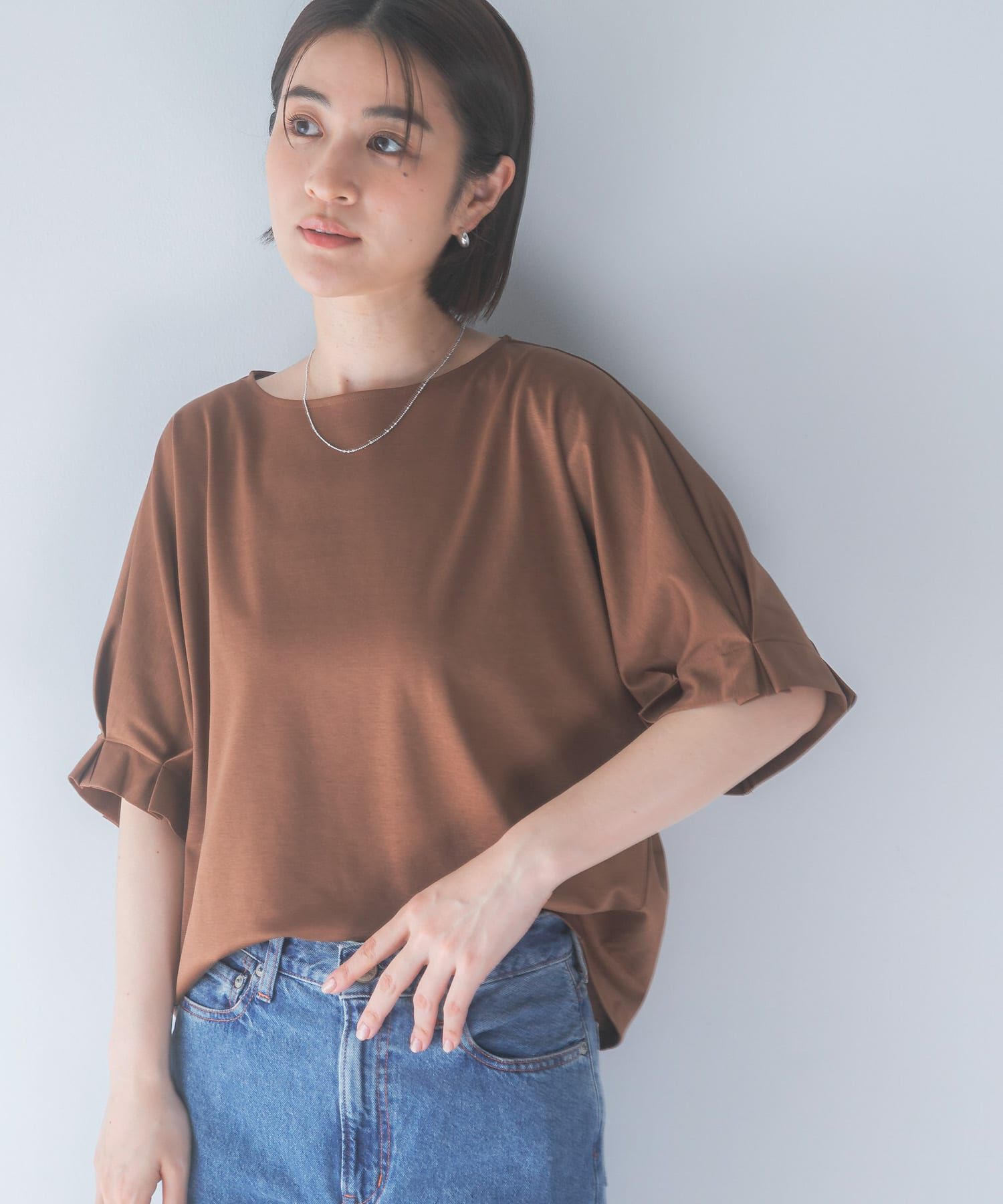 URBAN RESEARCH ROSSO「UVカットクールタッチタックスリーブプルオーバー」|Tシャツ・カットソー|キャメル