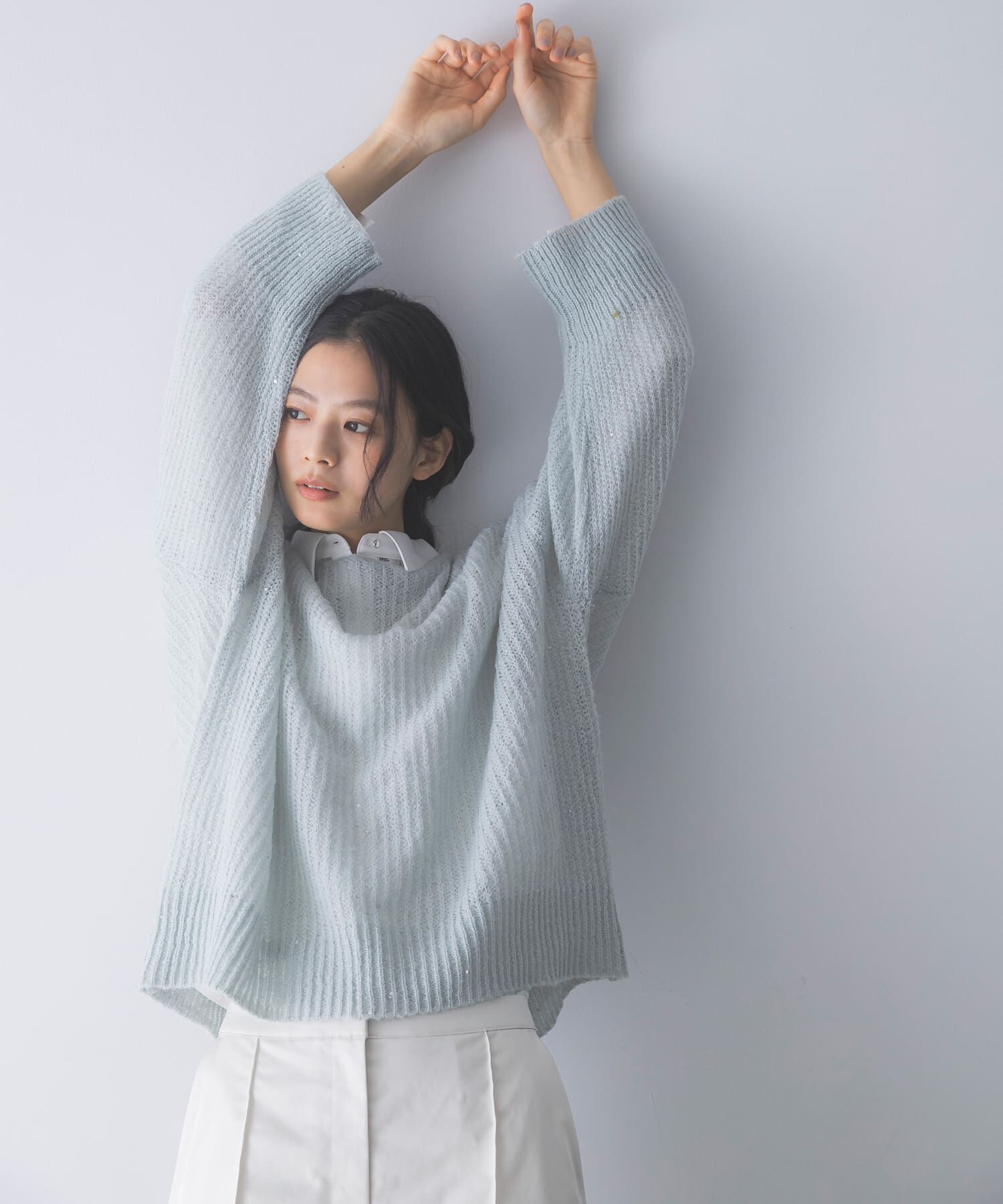 URBAN RESEARCH ROSSO「モヘア混スパンコールシアーニット」|ニット・セーター|ミント
