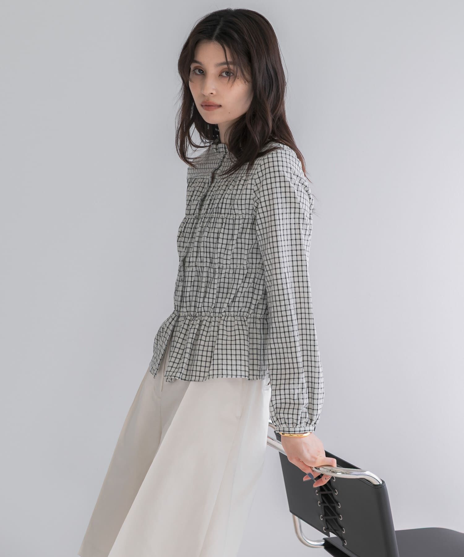 URBAN RESEARCH ROSSO「チェックシャーリングブラウス」|シャツ・ブラウス|