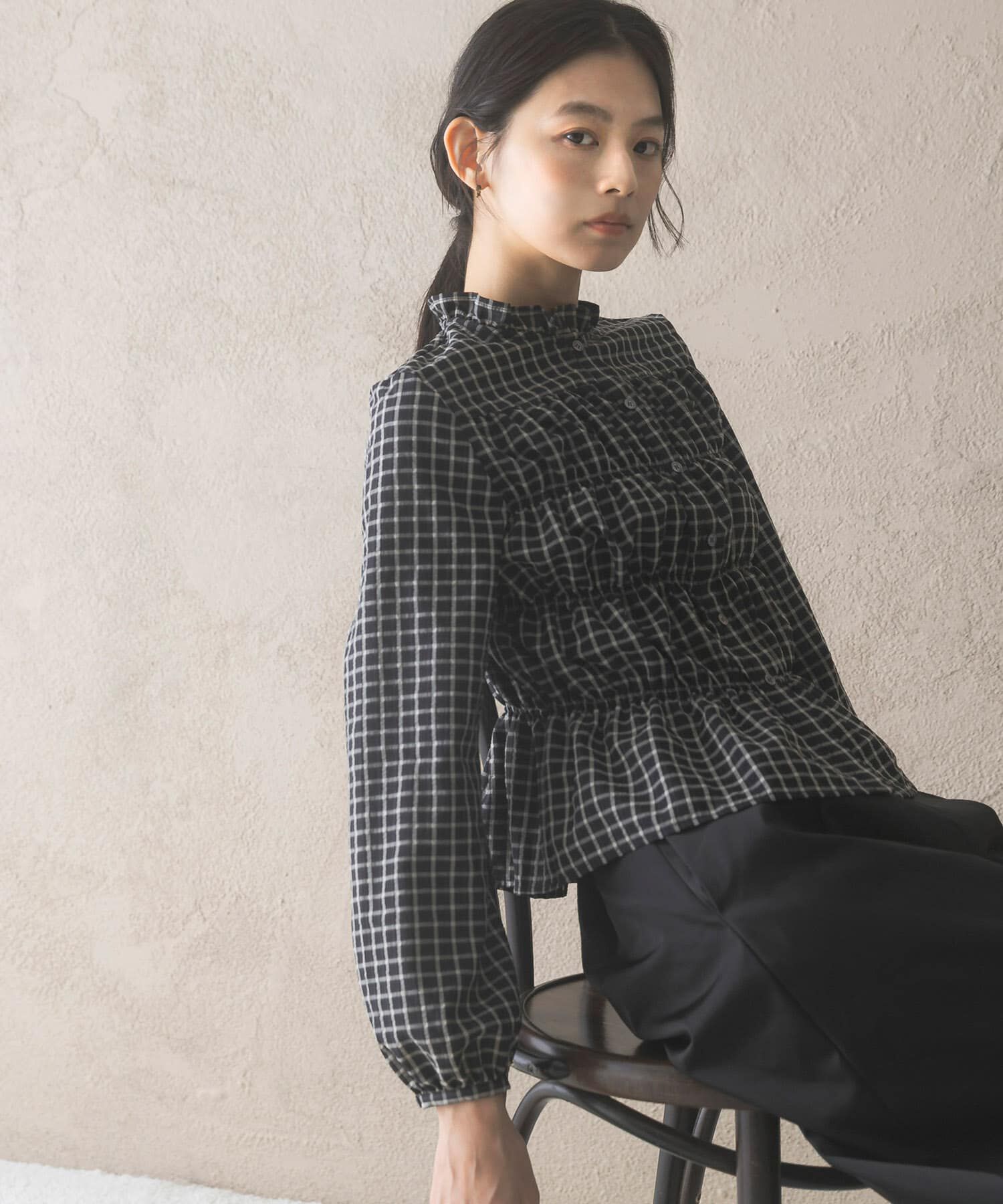 URBAN RESEARCH ROSSO「チェックシャーリングブラウス」|シャツ・ブラウス|