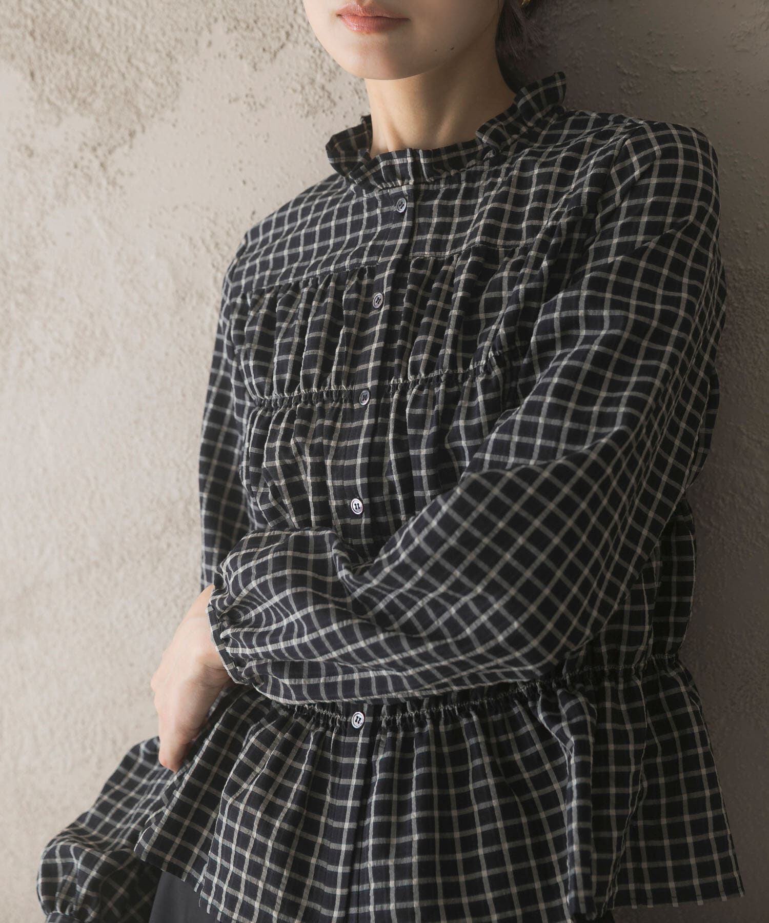 URBAN RESEARCH ROSSO「チェックシャーリングブラウス」|シャツ・ブラウス|