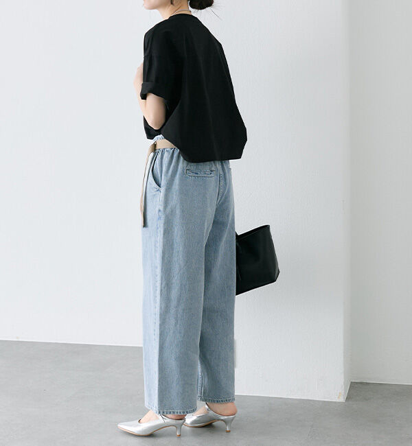 「ベルト付き綿麻デニムパンツ」|その他|