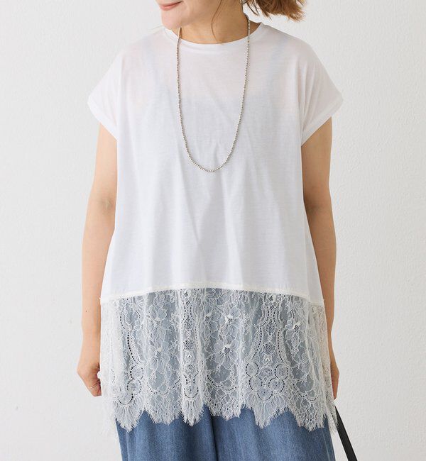  「レースヘムシルケットTシャツ」|Tシャツ・カットソー|