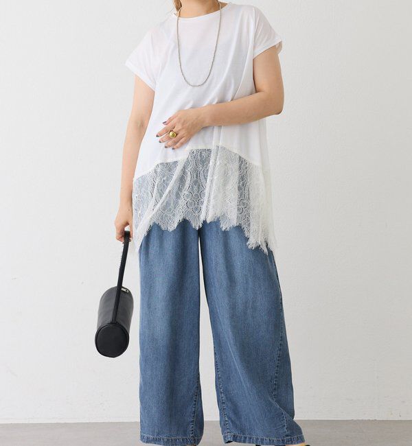  「レースヘムシルケットTシャツ」|Tシャツ・カットソー|