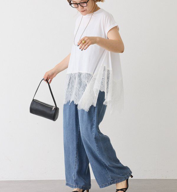  「レースヘムシルケットTシャツ」|Tシャツ・カットソー|