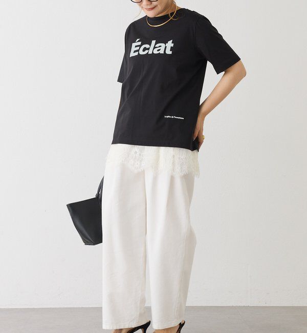  「シルケットロゴプリント&times;刺繍Tシャツ」|Tシャツ・カットソー|