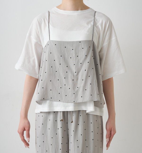  「【セットアップ対応】ドット柄ビスチェ+Tシャツセット」|キャミソール|