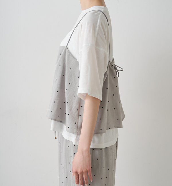  「【セットアップ対応】ドット柄ビスチェ+Tシャツセット」|キャミソール|