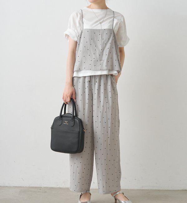  「【セットアップ対応】ドット柄ビスチェ+Tシャツセット」|キャミソール|