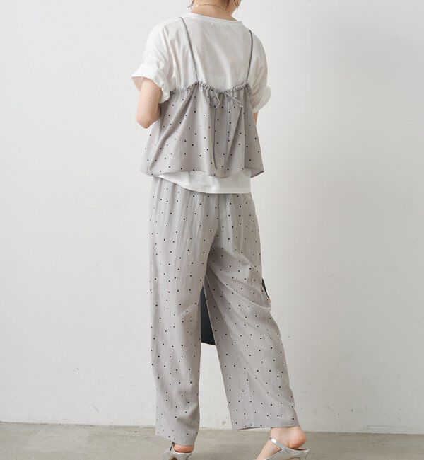  「【セットアップ対応】ドット柄ビスチェ+Tシャツセット」|キャミソール|