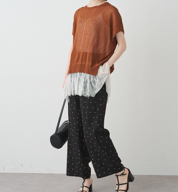  「レースヘムフレンチスリーブプルオーバー」|ニット・セーター|