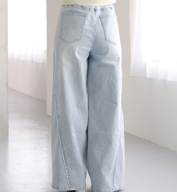  「【SMサイズ展開あり】レース付きワイドデニムパンツ」|その他|