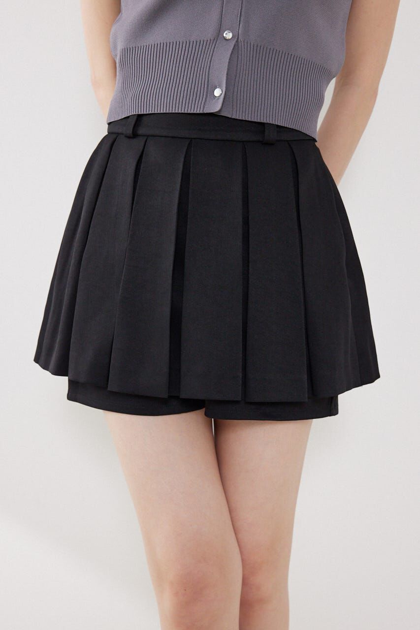 rienda「ボックスプリーツジャストウエストスコートショートパンツ」|その他|BLK
